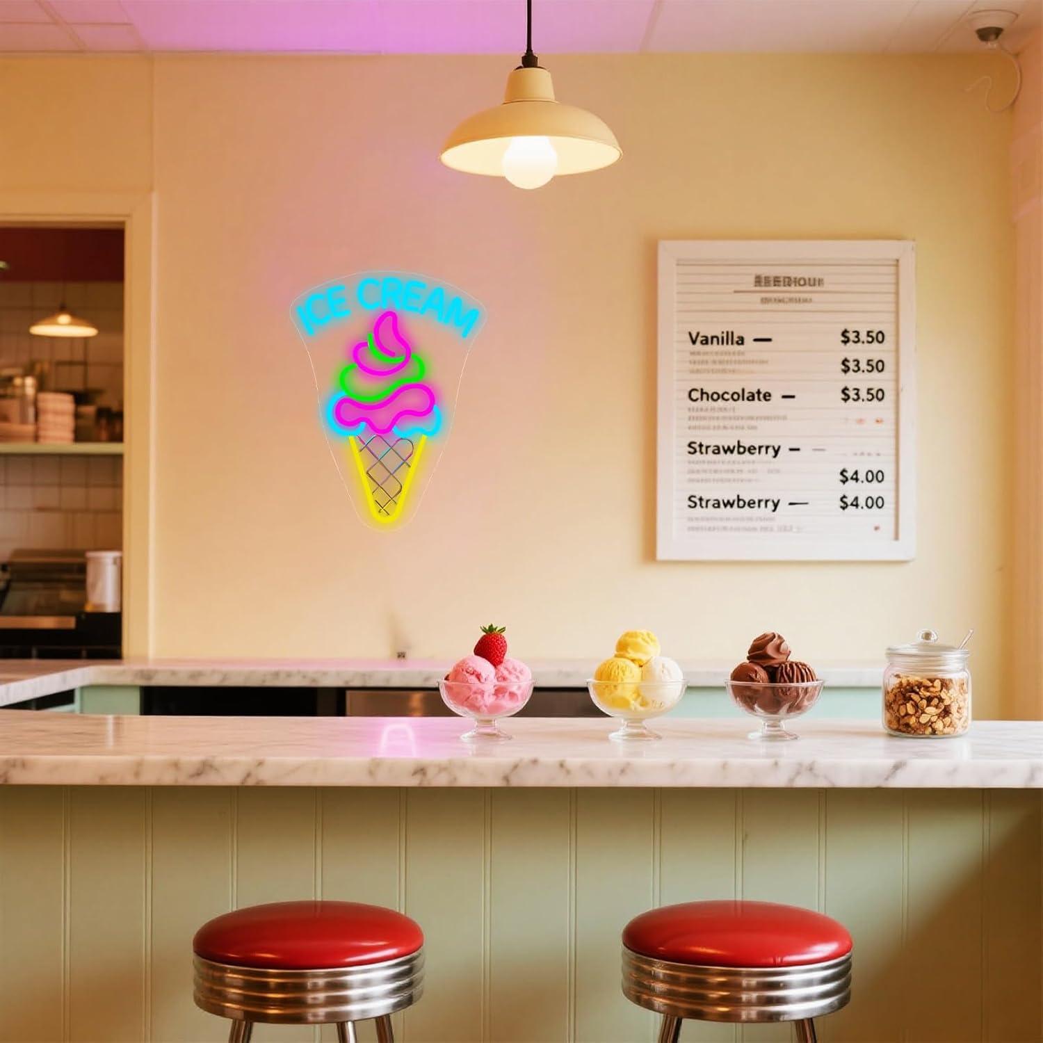 Ice Cream Neon Sign Dimmable D - Neon Sign Party 评论和价格