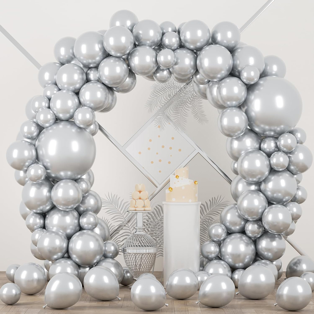 68Pcs Metallic Silver Balloons - Balloon Arch Kit 评论和价格