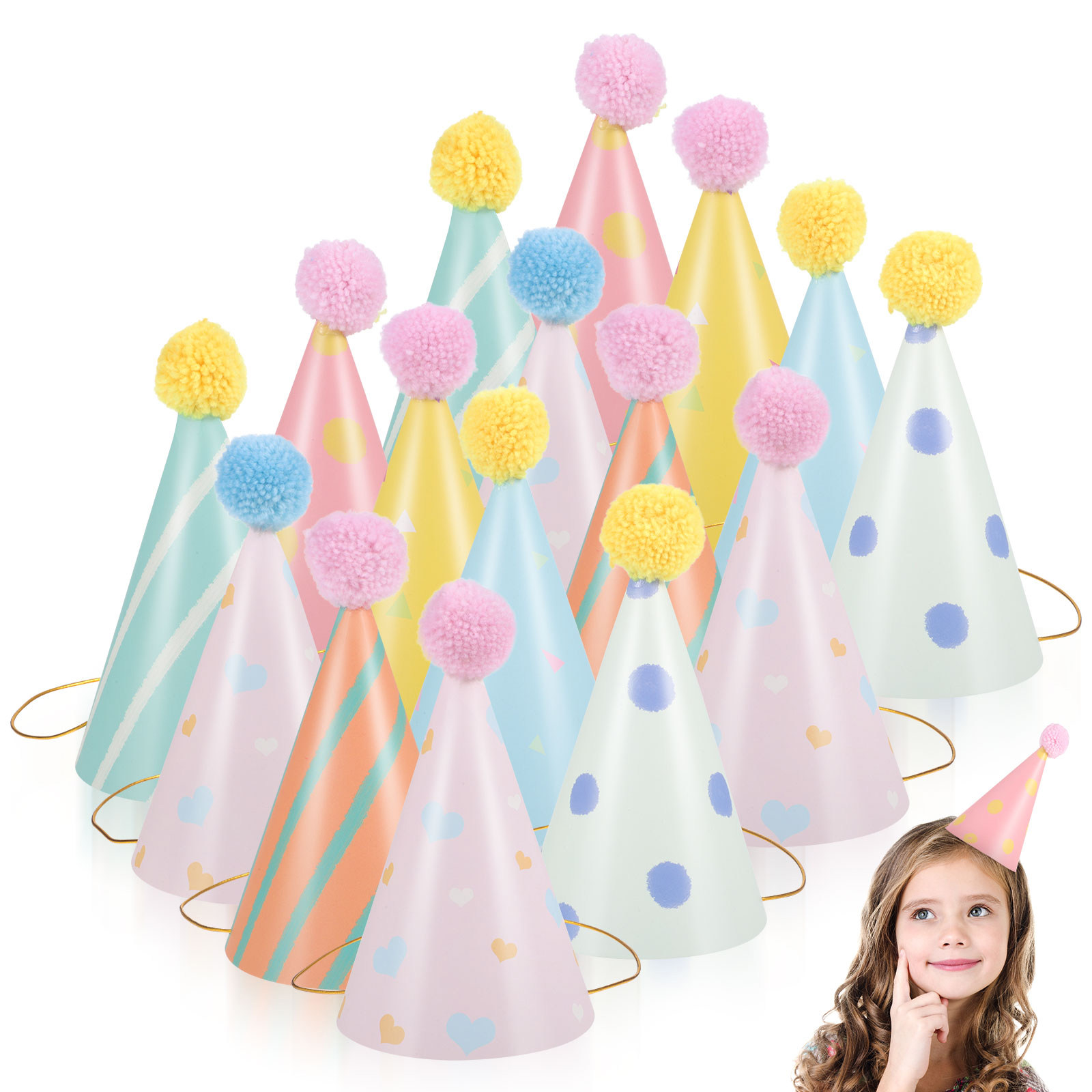 14Pcs Paper Birthday Hats for  - Party Hat Cone 评论和价格