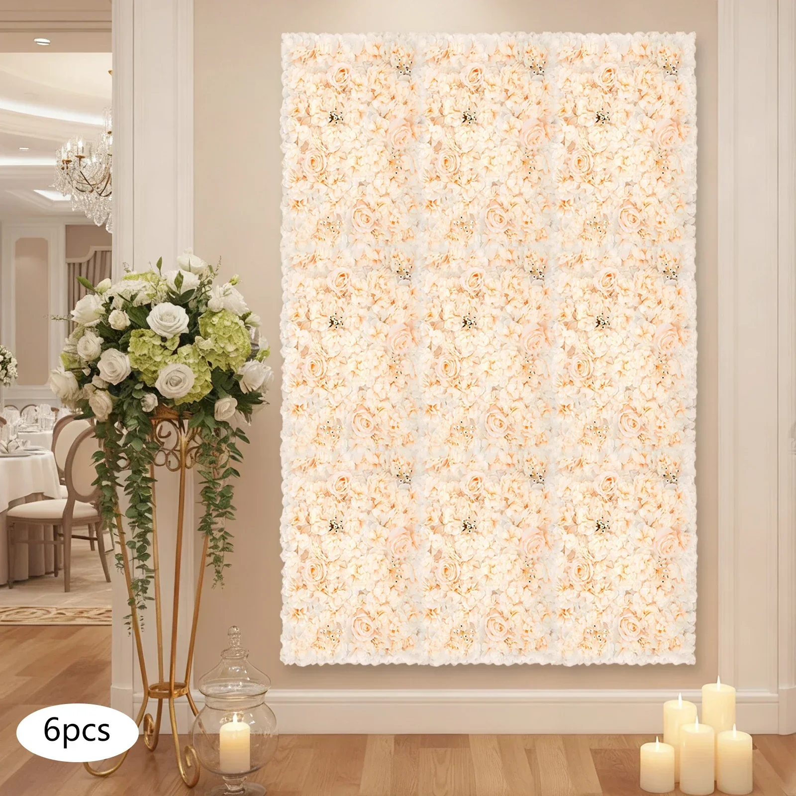 6 PCS 60*40cm Artificial Flowe - Flower Wall Panel 评论和价格