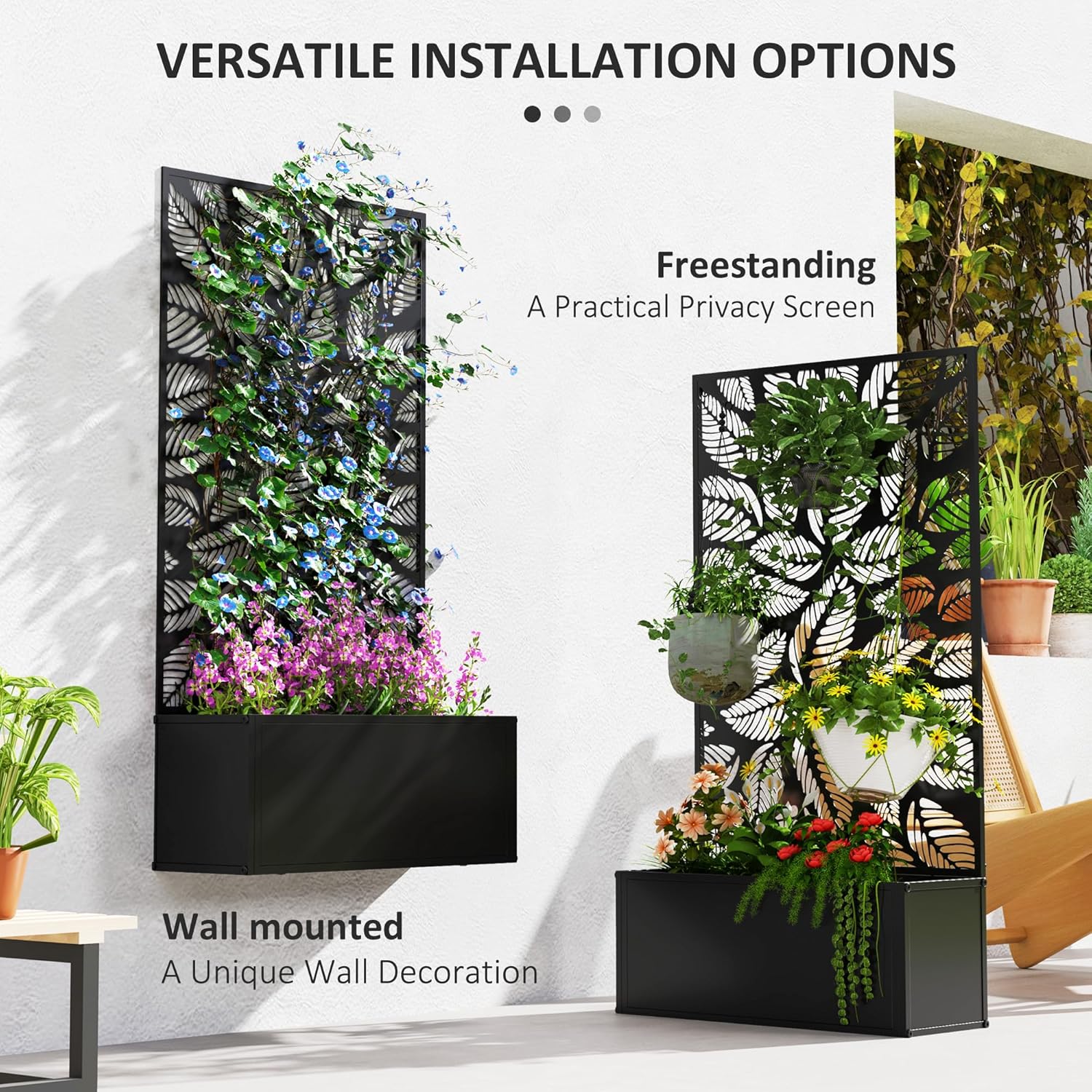 Metal Raised Garden Bed with T - Flower Wall Panel 评论和价格
