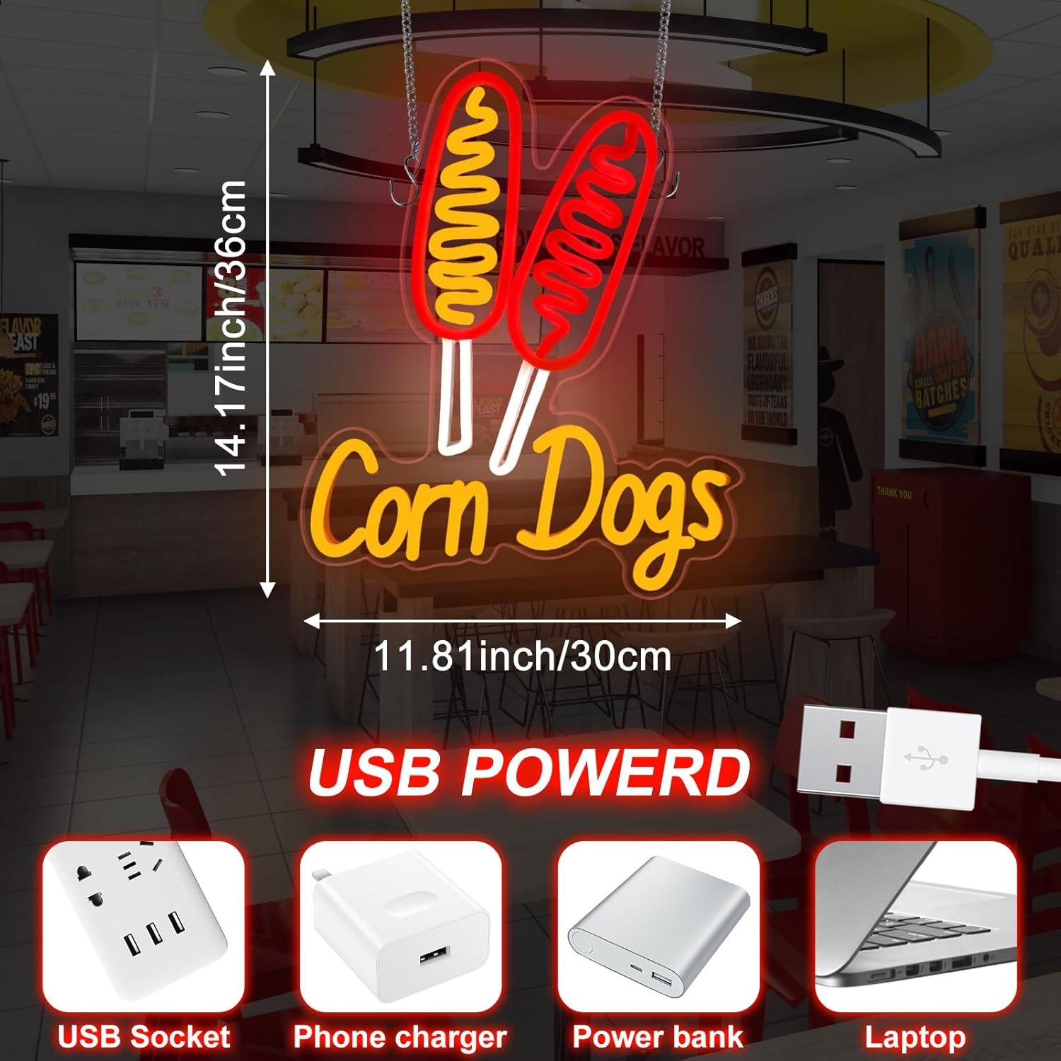 Corn Dog Neon Sign Snack USB D - Neon Sign Party 评论和价格