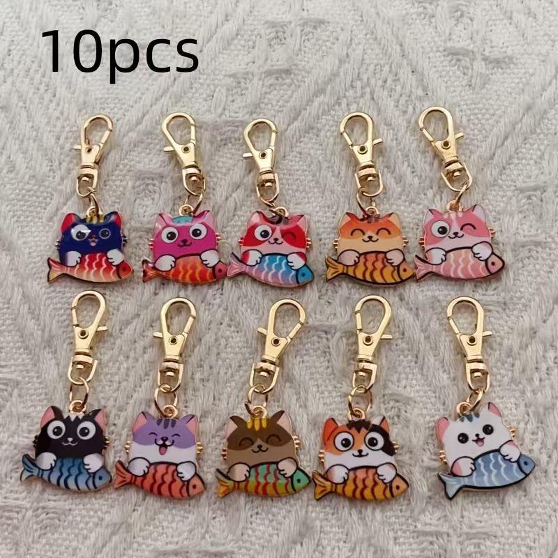 10pcs alloy printed cat keycha - Party Favor Bag 评论和价格